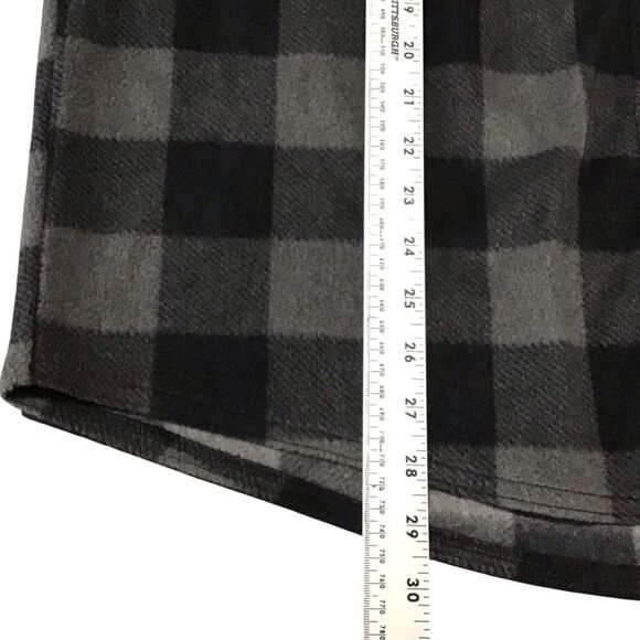 Wrangler Black Gray Plaid Fleece Button Up Shacket Shirt L - Picture 5 of 10